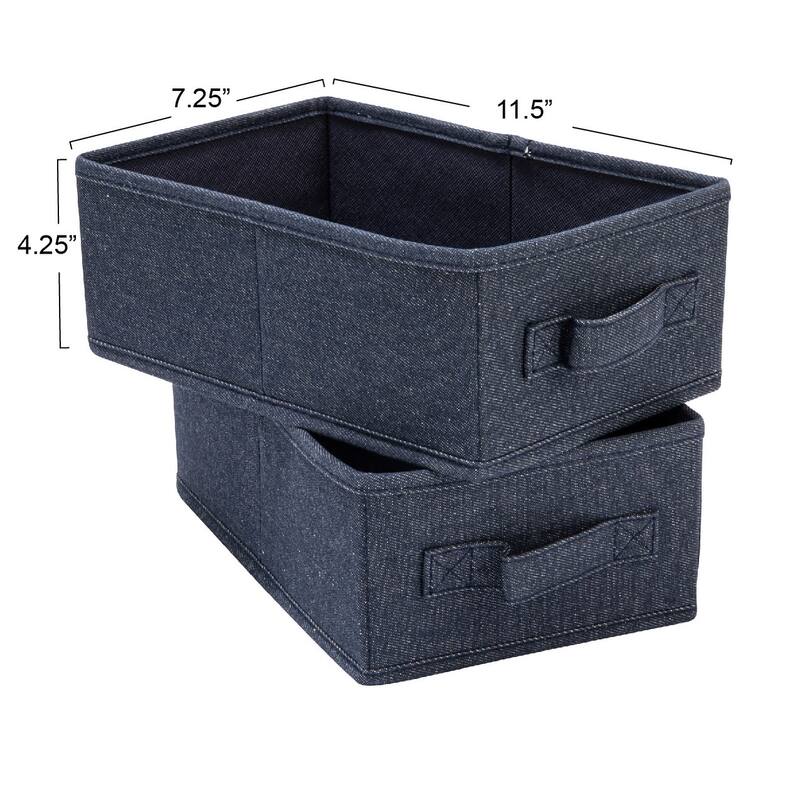 Household Essentials Collapsible Cotton Blend Rectangular Storage Drawer with Handle - 11.5"L x 7.3"W x 4.3"H