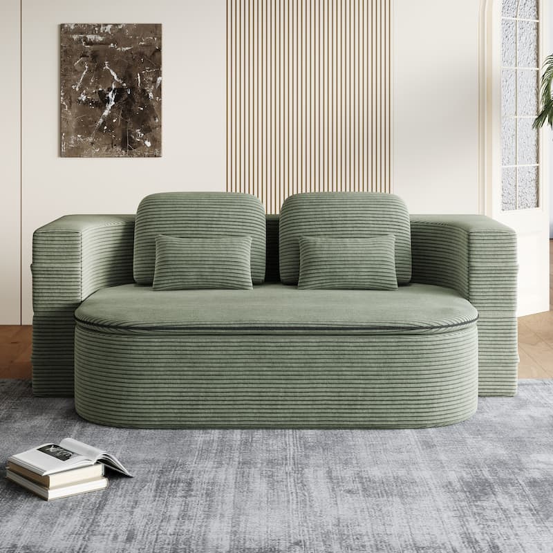 75''2-In-1 Foldable Convertible Sleeper Foam Sofa Bed with Multi Functional Blanket