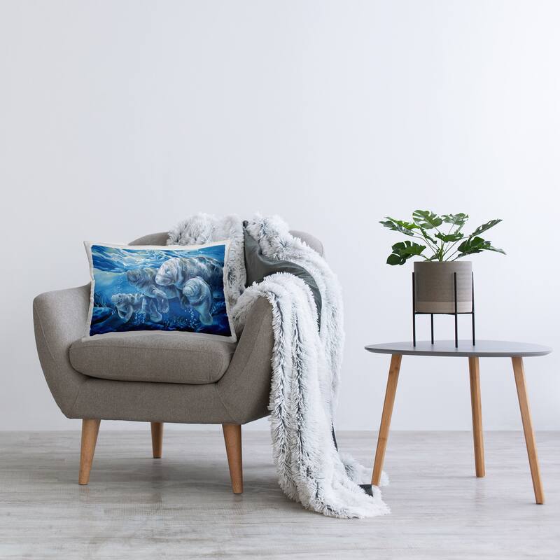 Stupell Underwater Manatee Family Decorative Printed Throw Pillow Design by Jody Bergsma