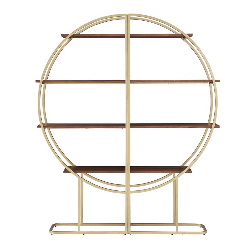 Diana Natural Finish Gold Metal Half Moon Bookcase by iNSPIRE Q Modern