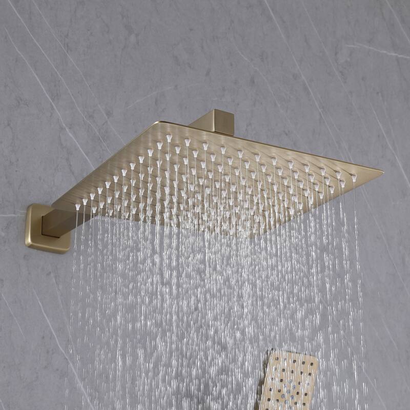 Wall Mount Shower Faucet with Hand Shower Brass 3-Setting Spray Brass Complete Shower System with Pressure Balance Valve