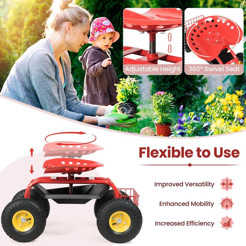 Costway Rolling Tray Gardening Planting with Work Seat Garden Cart - See Details