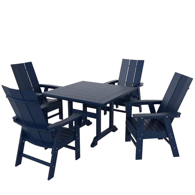 Shoreside 5-Piece Square Poly Eco-Friendly All Weather Outdoor Dining Set with Armchairs