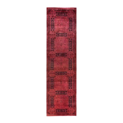 Fine Vibrance One-of-a-Kind Hand-Knotted Runner Rug - Pink, 3' 1" x 11' 7" - 3' 1" x 11' 7"