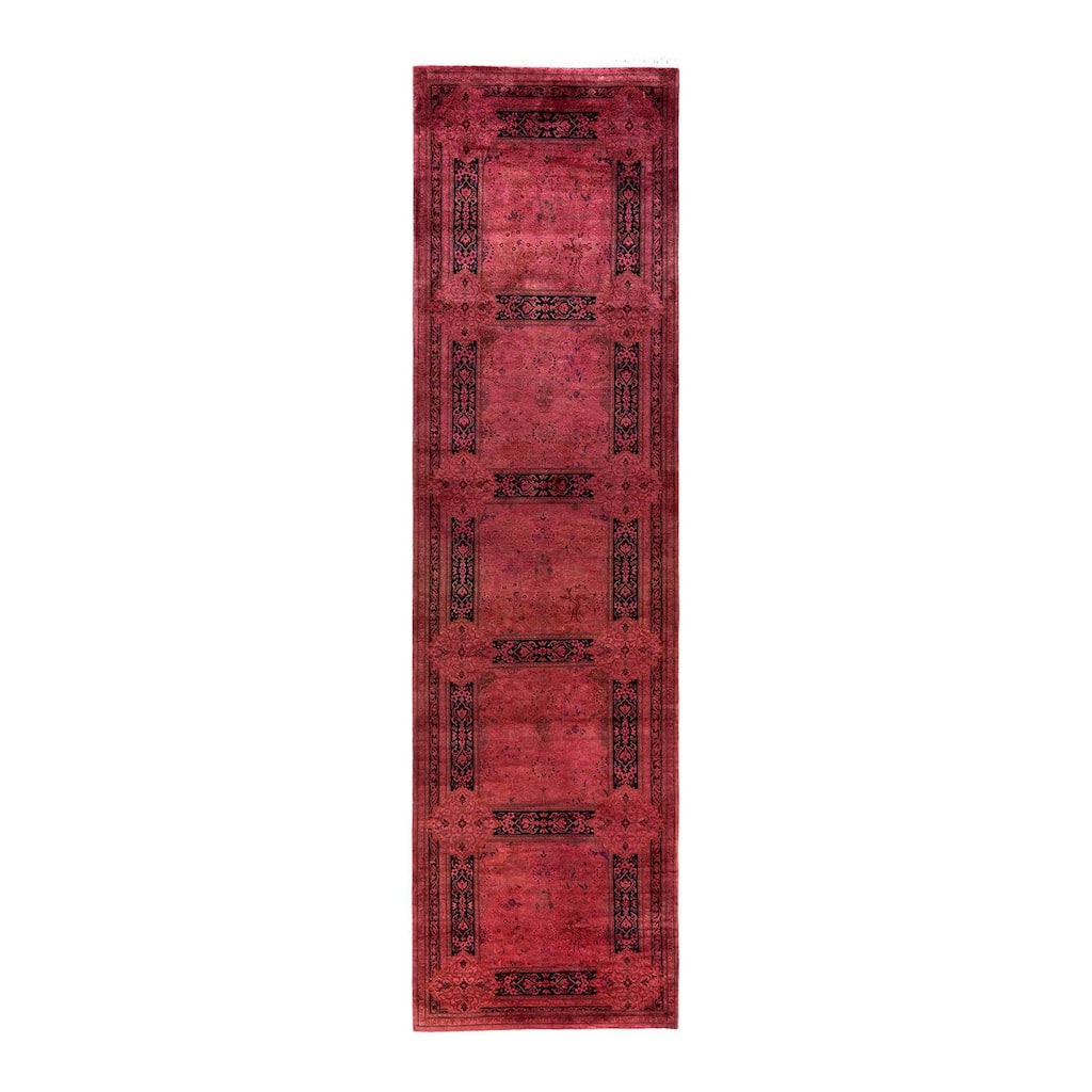 Fine Vibrance One-of-a-Kind Hand-Knotted Runner Rug - Pink, 3' 1" x 11' 7" - 3' 1" x 11' 7"