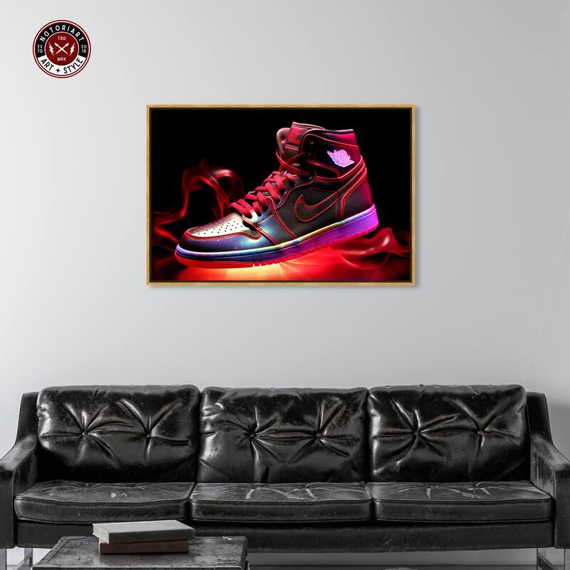 Notoriart Flaming Hot Sneaker Ii Framed Sneaker 1 Piece Canvas Wall Art