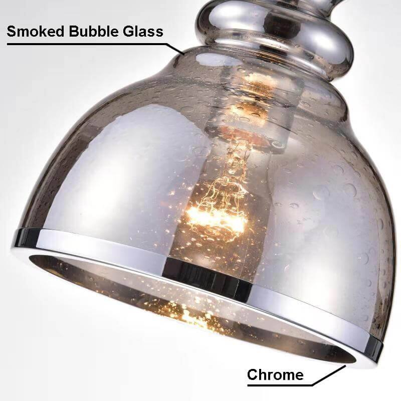 Alita Antique Black Pendant with Smoked Bubble Glass and Chrome Edge