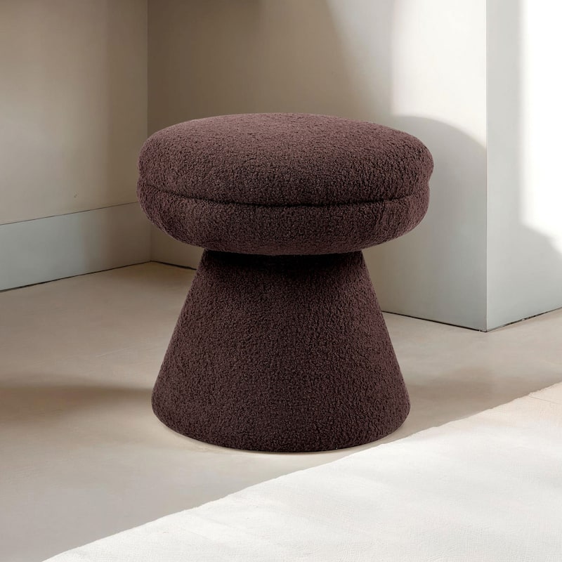 Furniture of America Silas Modern 18-inch Mushroom Upholstered Ottoman - Brown