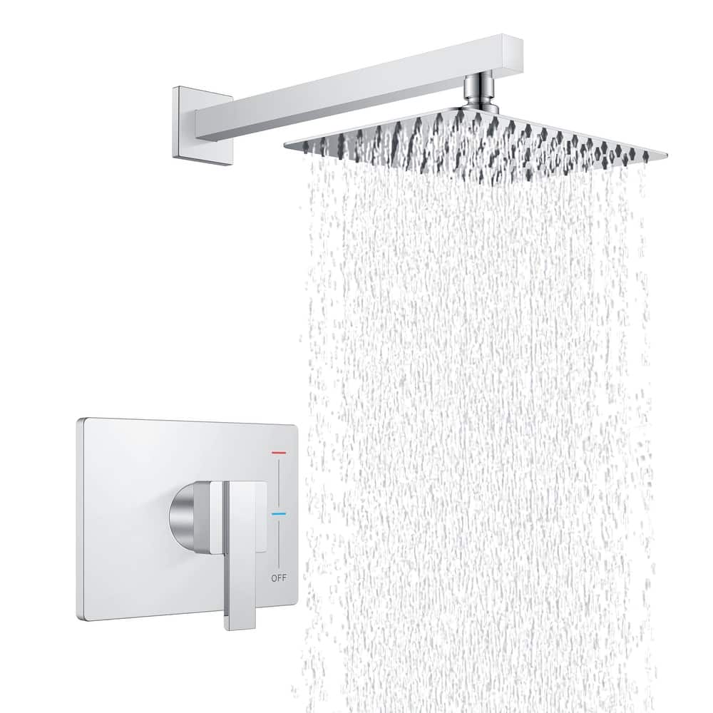 PROOX Wall Mount Square Shower Trim Kit with Single-Spray Shower Head