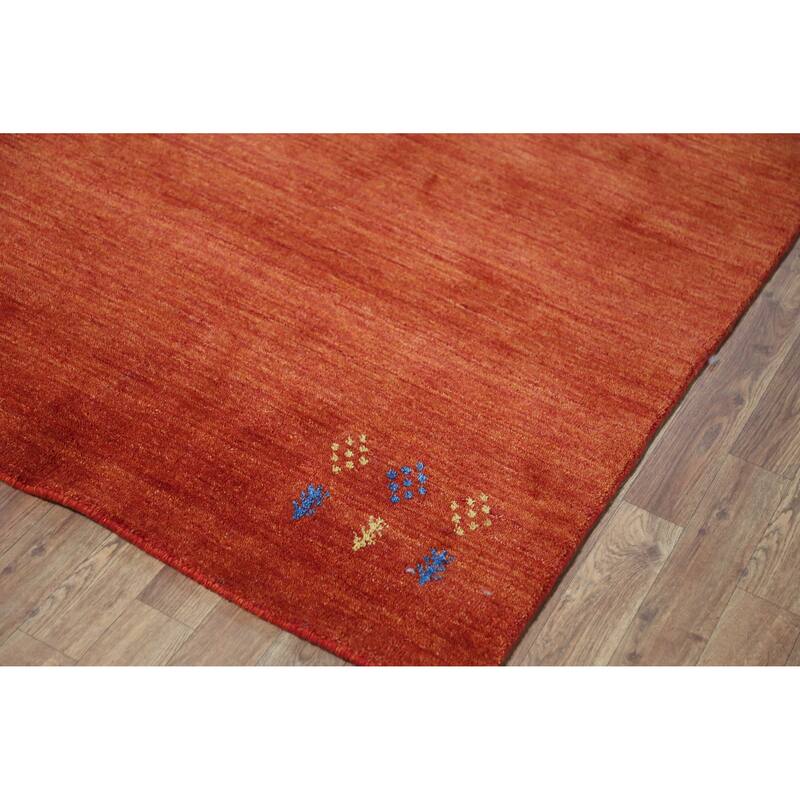 Orange Tribal Gabbeh Indian Rug Handmade Wool Carpet - 4'0" x 5'10"