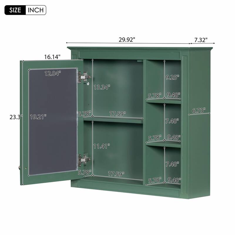 30'' x 28'' Modern Wall Mounted Bathroom Storage Cabinet with Mirror