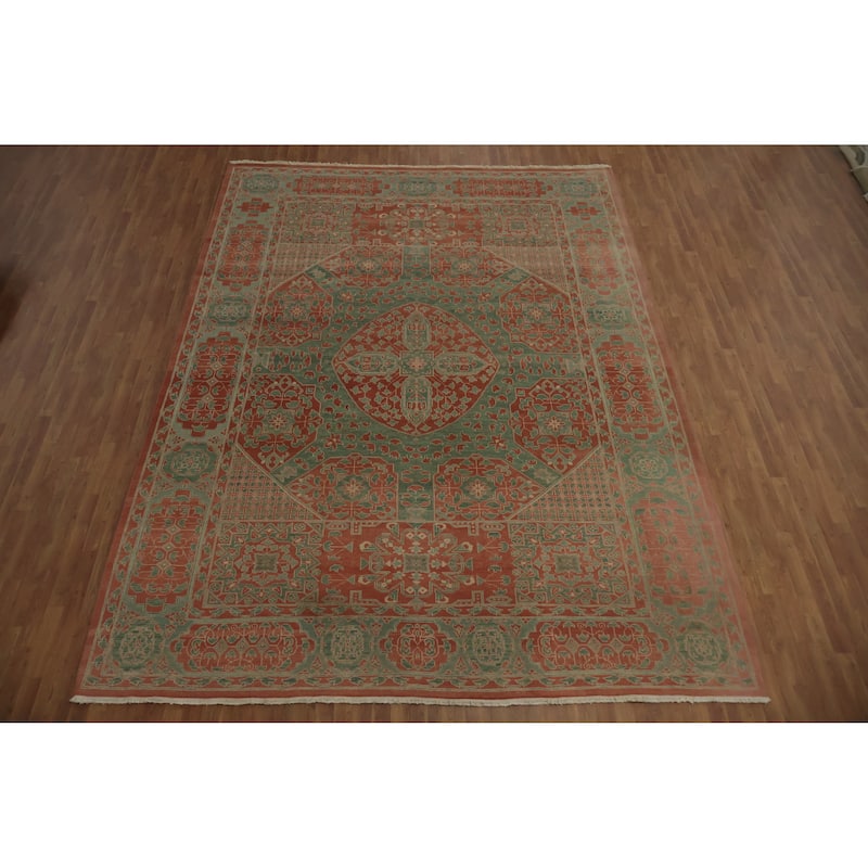 Hand Knotted Oriental 100% Wool Carpet Transitional Floral Green Oushak Area Rug - 14' 0'' X 10' 4''