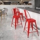 preview thumbnail 55 of 97, 24'' High Metal Indoor-Outdoor Counter Height Stool with Back Red