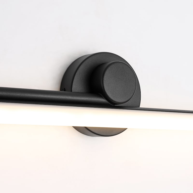 1-Light 23.8" W Modern Black Linear Metal Dimmbale Integrated LED Bathroom Vanity Mirror Light/Picture Light