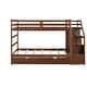 preview thumbnail 30 of 31, Wooden Twin over Twin Bunk Bed Frame with Twin Size Trundle Bed Frame, Storage Stairs and Guardrails for Kids, Teens