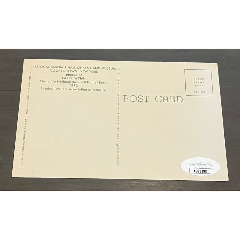 Early "Gus" Wynn Autographed Hall of Fame HOF Signed Baseball Postcard JSA COA - 8'6" x 11'6"