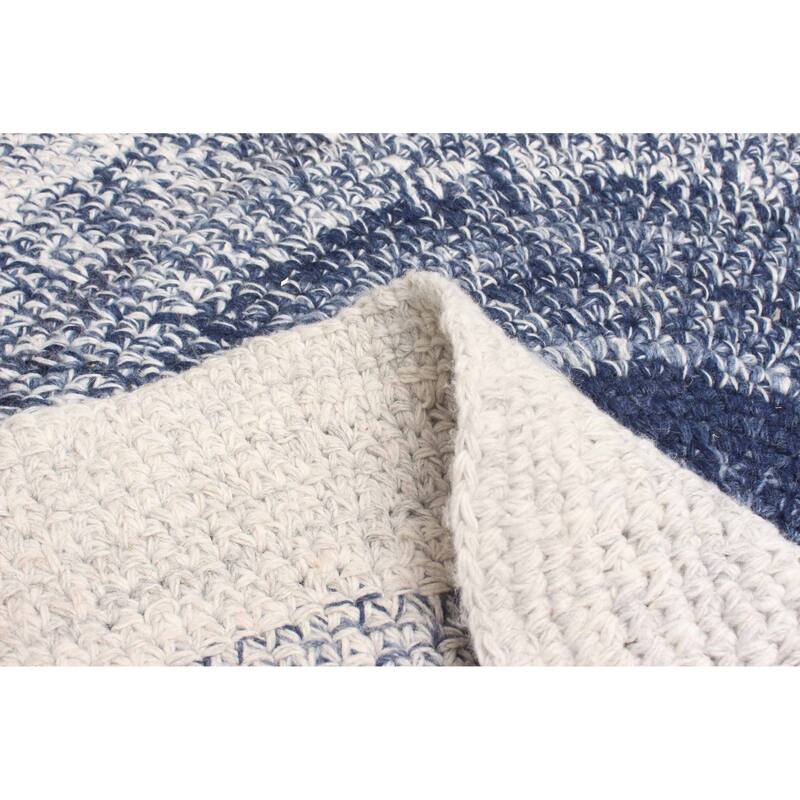 ECARPETGALLERY Braid weave Sienna Dark Navy Wool Rug - 3'11 x 3'11