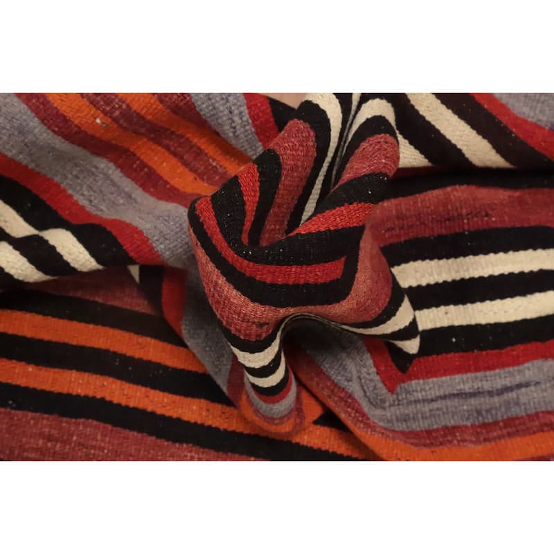 Hand Woven Oriental 100% Wool Carpet Southwestern Geometric Multi-Colored Kilim Area Rug - 10' 7'' X 4' 7''