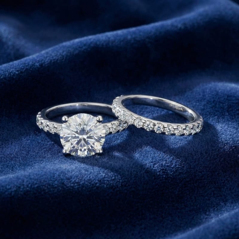 Bliss Diamond Certified 3 1/2Ct Diamond Engagement Matching Wedding Rings Gold Lab Grown