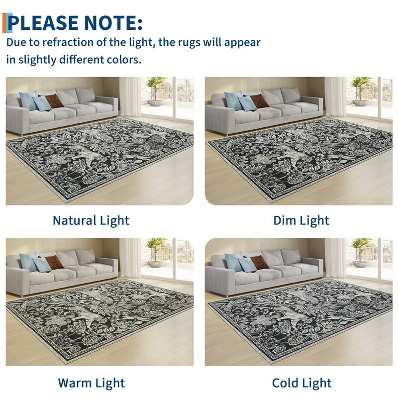 Forest Tiger Rugs Living Room Rug, Soft Washable Bedroom Rug, Low Pile Non-Slip Dining Room Home Office Carpet