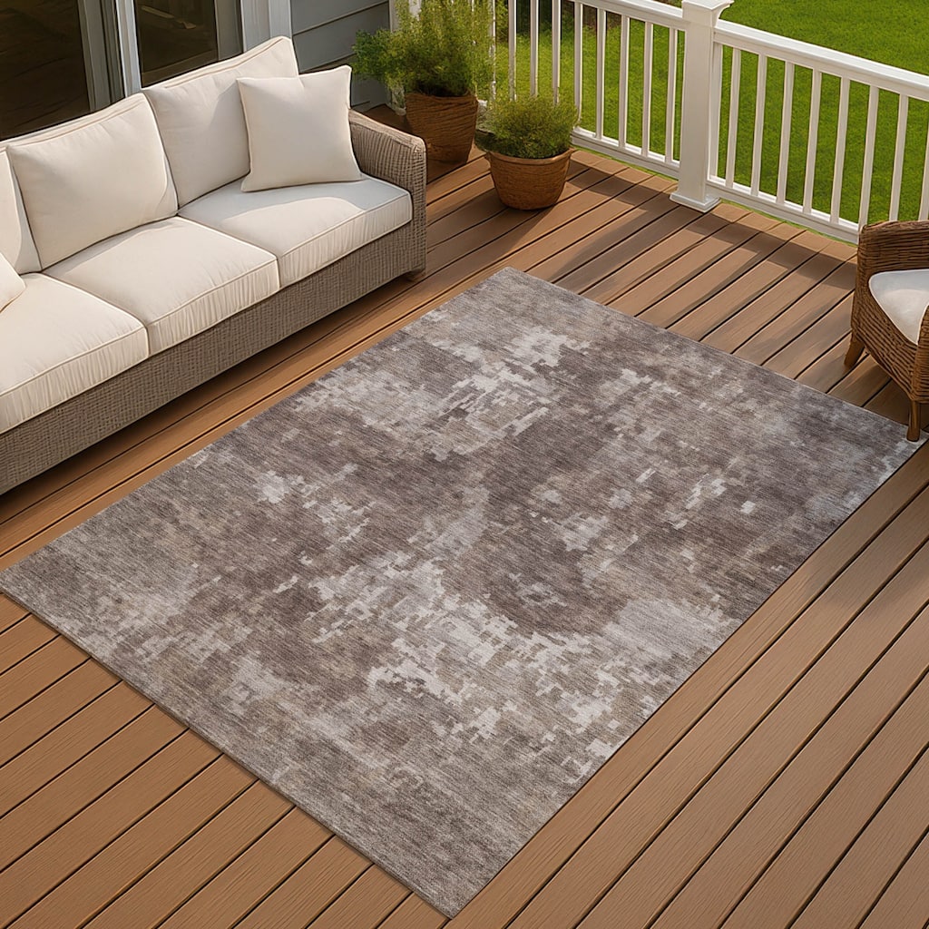 Machine Washable Indoor/ Outdoor Ombre Abstract Chantille Rug