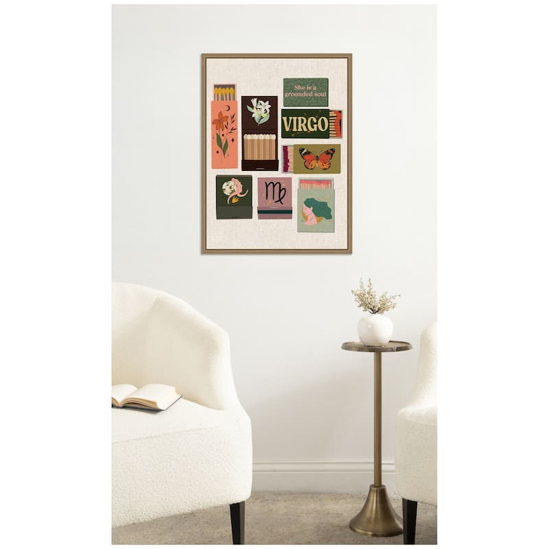 Kate and Laurel Virgo Matchbook Linen FC by Megan Ryan Framed Canvas Wall Art Print