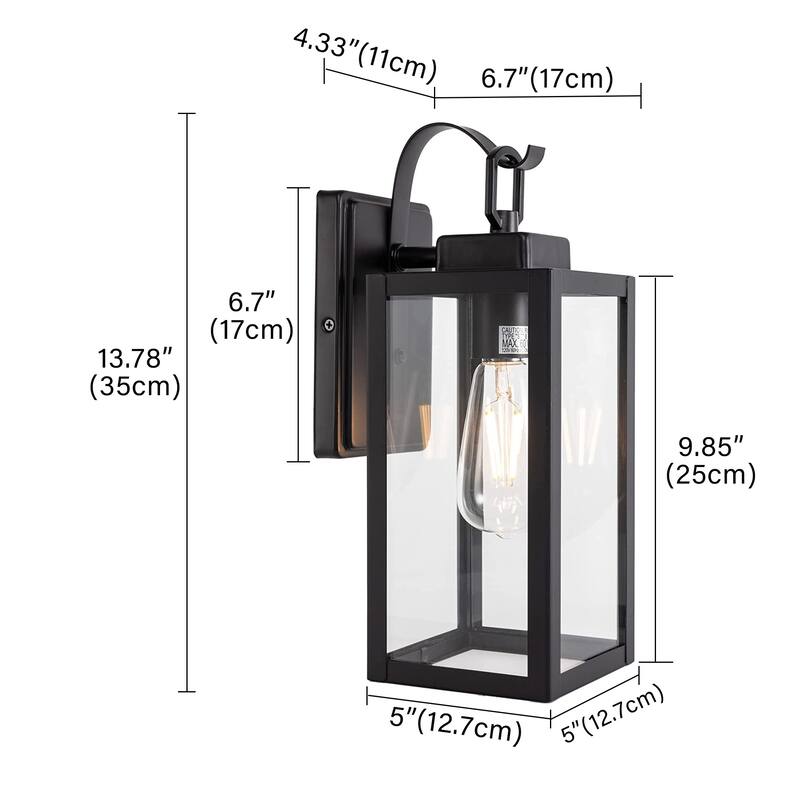 1-Light Outdoor Matte Black Wall Light Sconce