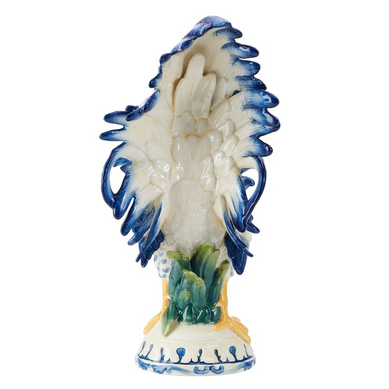 Fitz and Floyd Sicily Blue Rooster Figurine, 20.5 Inch