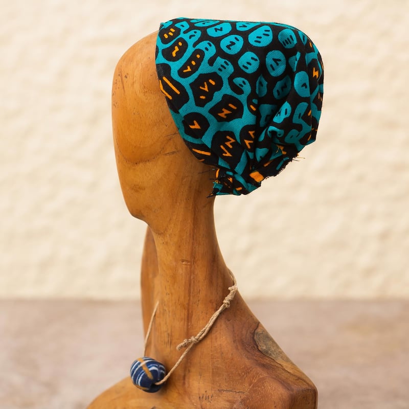 Novica Handmade Head Scarf Teak Wood Sculpture
