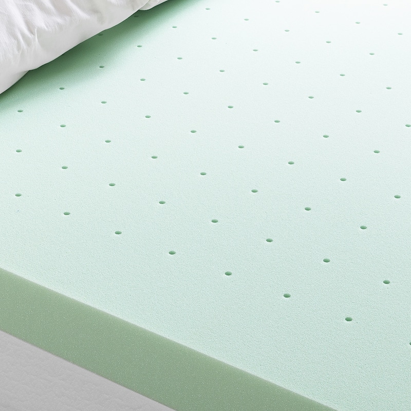 4 Inch Ventilated Memory Foam Mattress Topper with Calming Green Tea Infusion
