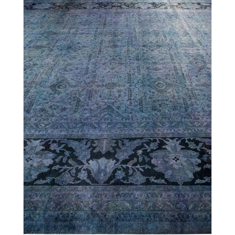 Overton Handknotted Wool Vintage Inspired Contemporary Overdyed Purple Area Rug - 14' 9" x 12' 0"