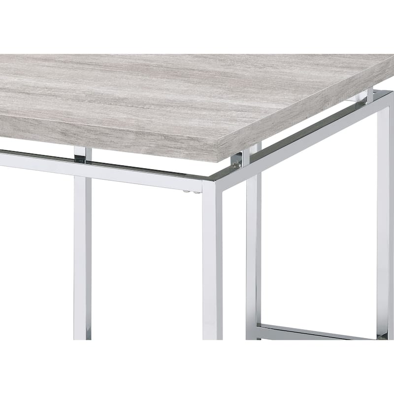 Coffee Table with Rectangular Tabletop and Metal Legs, Silver and Brown