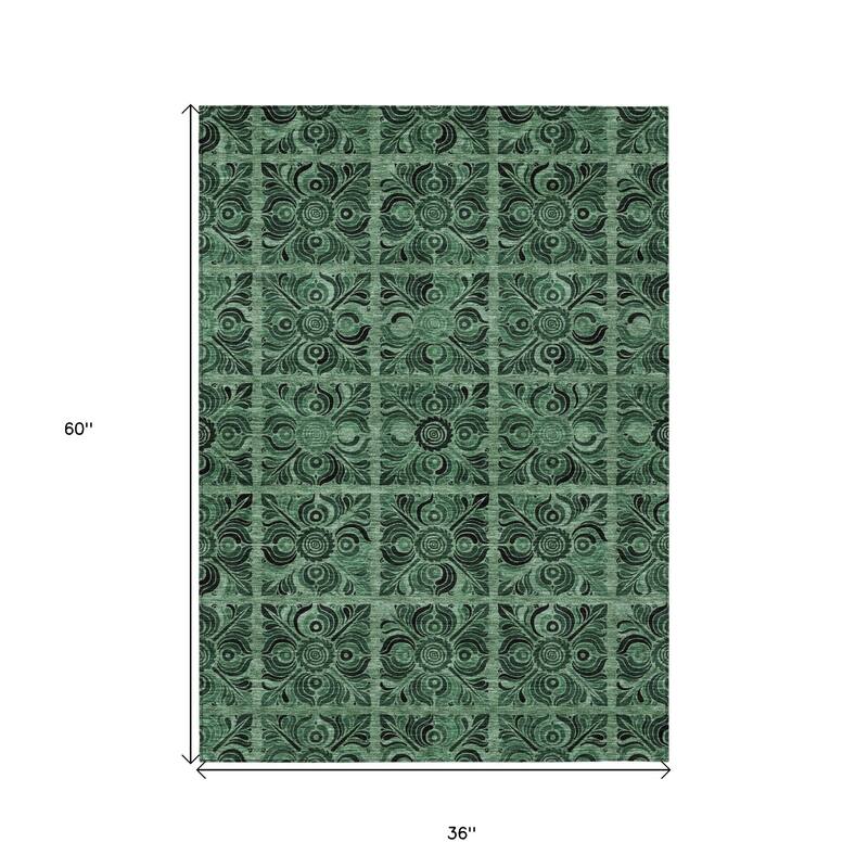 HomeRoots Medallion Transitional Rectangle Outdoor Rug