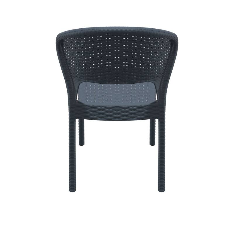 32" Gray Patio Wickerlook Stackable Dining Chair
