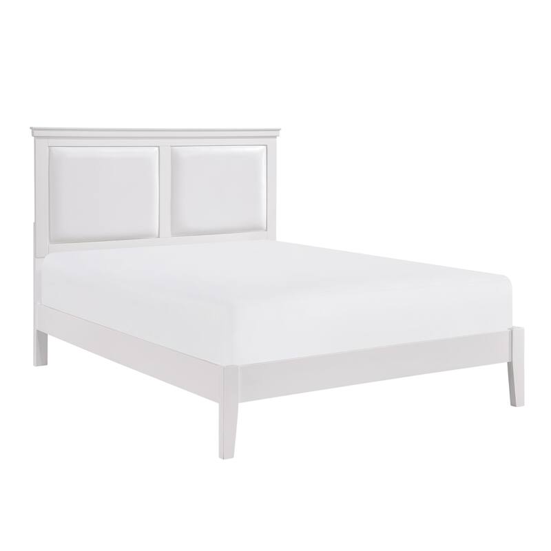 Queen Size Faux Leather Panel Bed with Upholstered Headboard and Footboard