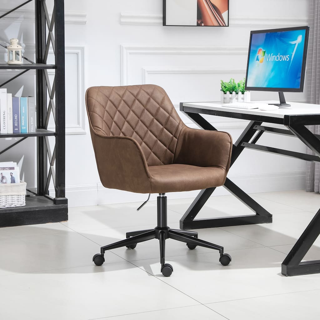 Vinsetto Office Chair with Adjustable Height, Microfiber Cloth, Diamond Line Design, and Mid-Back Padded Armrests
