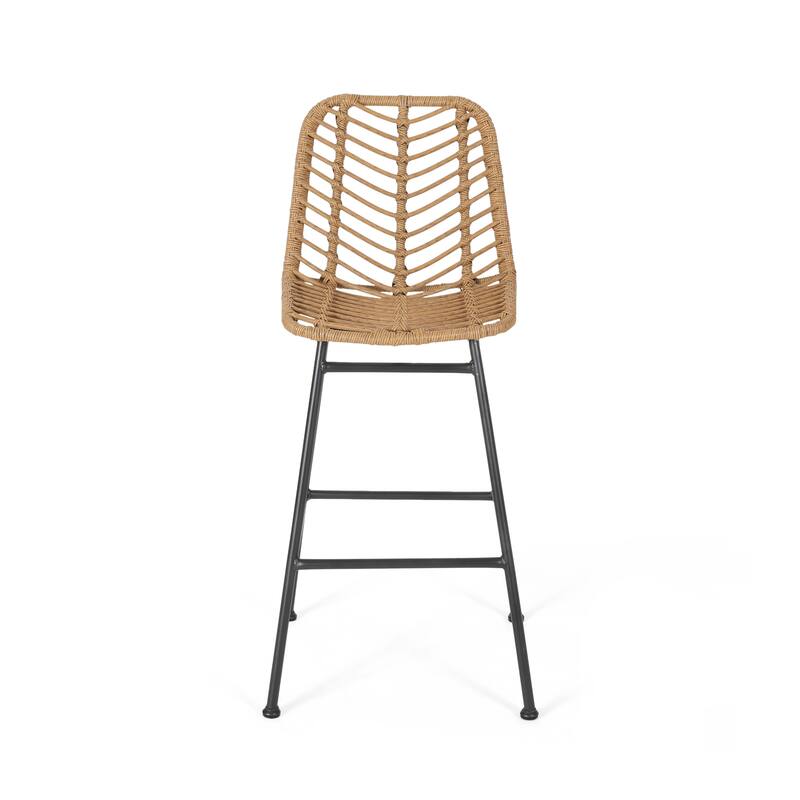 Sawtelle Outdoor Wicker Barstools (Set of 2) by Christopher Knight Home