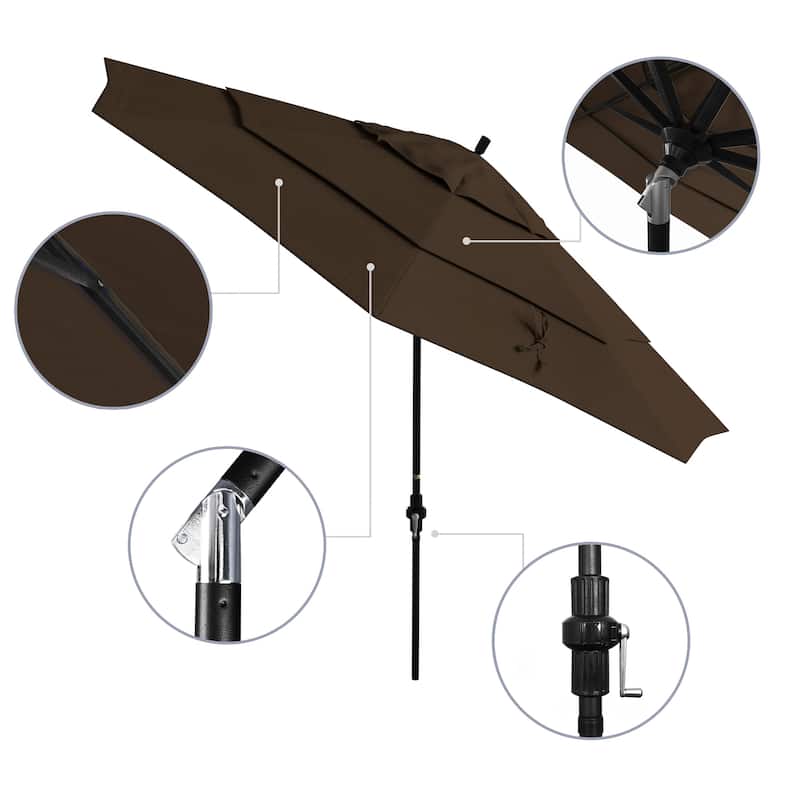 California Umbrella 11-Foot Round Aluminum, Crank Open Collar Tilt Patio Umbrella, Sunbrella Fabric