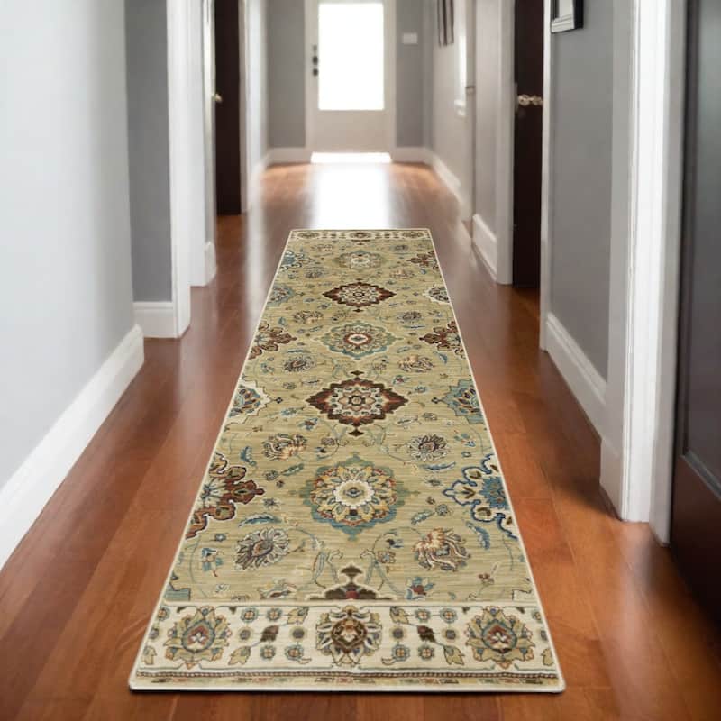 HomeRootsFloral Traditional Runner Area Rug - 92.52' X '26.77' X '0.32
