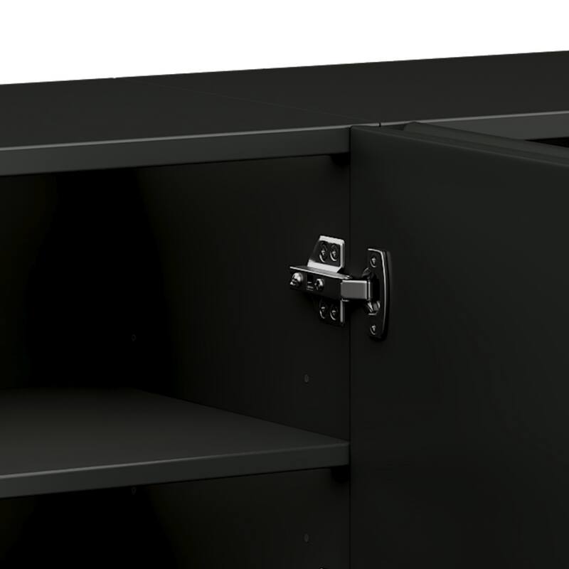 Stylish Wavy Door TV Stand with 4 Cabinets, Adjustable Shelves & Cable Holes, Solid Color Media Console for TVs Up to 75"
