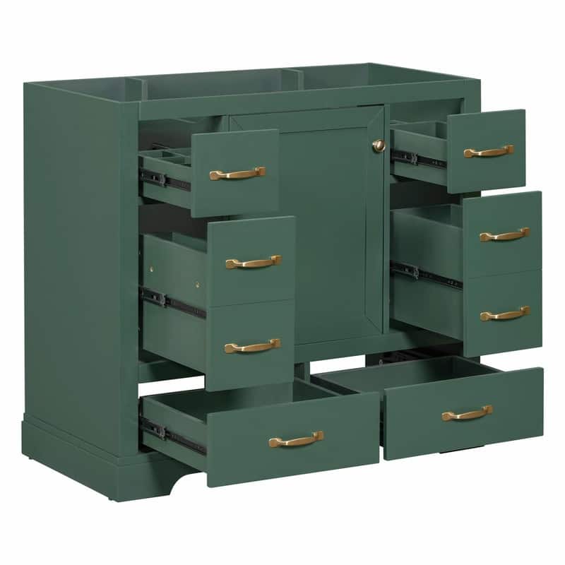 36" Bathroom Vanity with Sink Combo: Six Drawers, Multi-Functional Divider, Adjustable Shelf