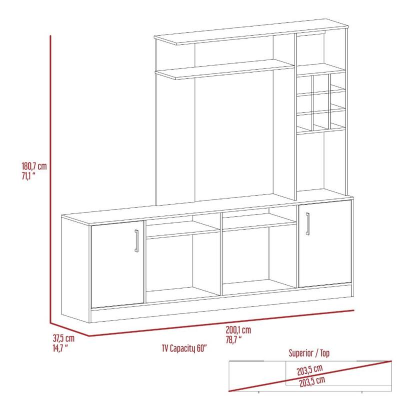 TUHOME Labelle Medicine Cabinet With Mirror Door, Open & Closed Shelving - N/A