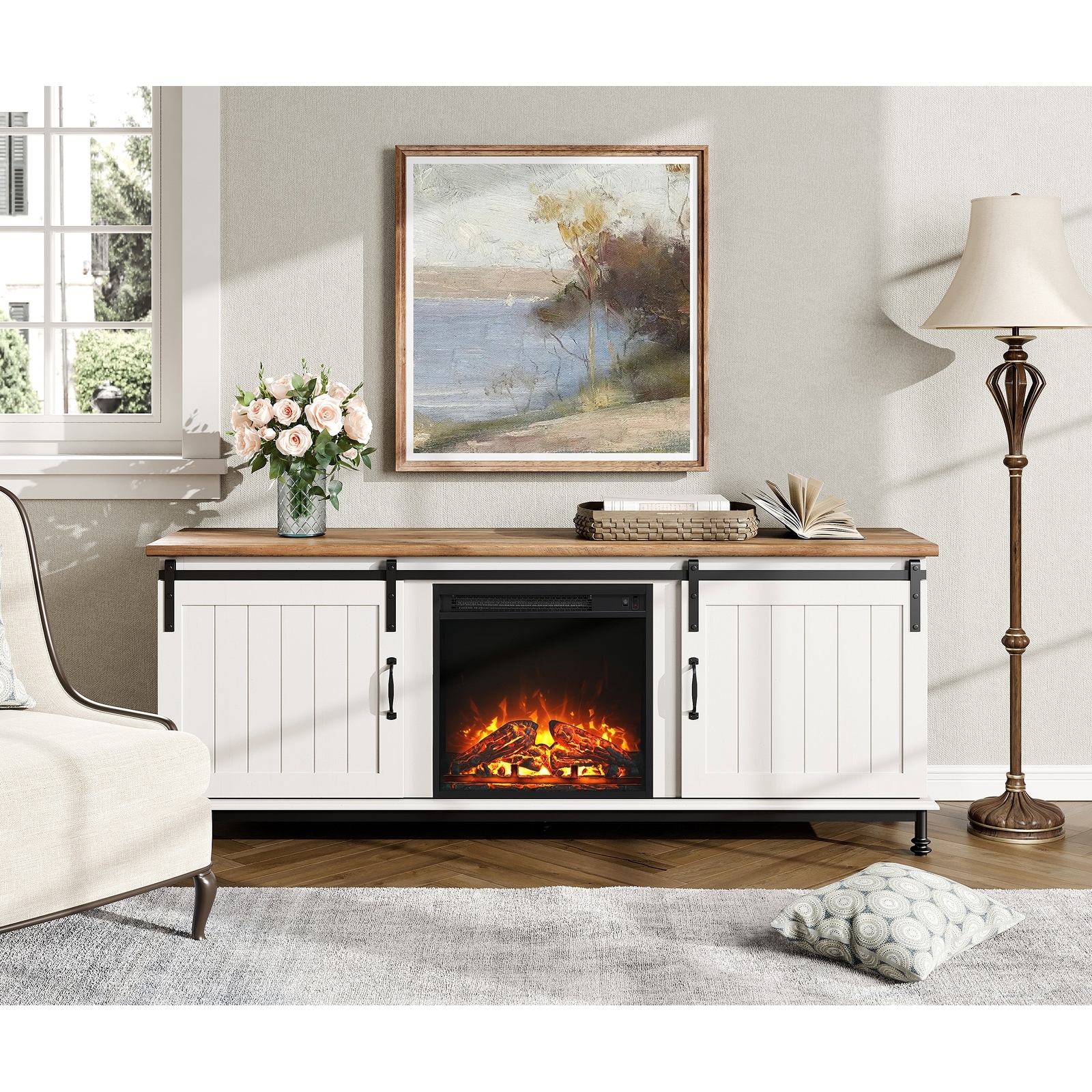 White fireplace tv stand 75 shop inch