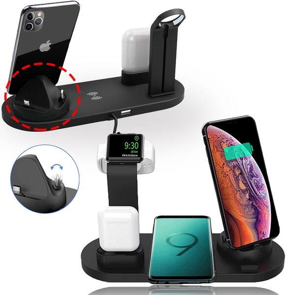Shop Noir Series Nightstand Tabletop Dock 10w Wireless Charging Pad 2a Rotating Phone Dock Dedicated Watch Earpod Station Overstock 30417996