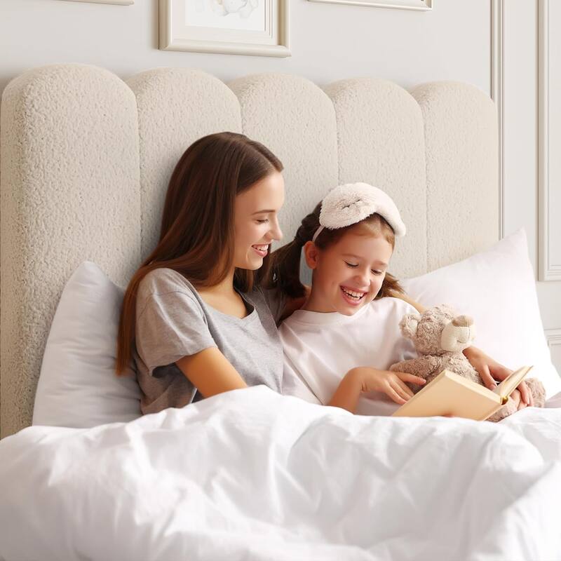 Twin Velvet Upholstered Platform Bed Frame with Wave Headboard & Drawer, No Box Spring Needed, Wood Slats, Noiseless