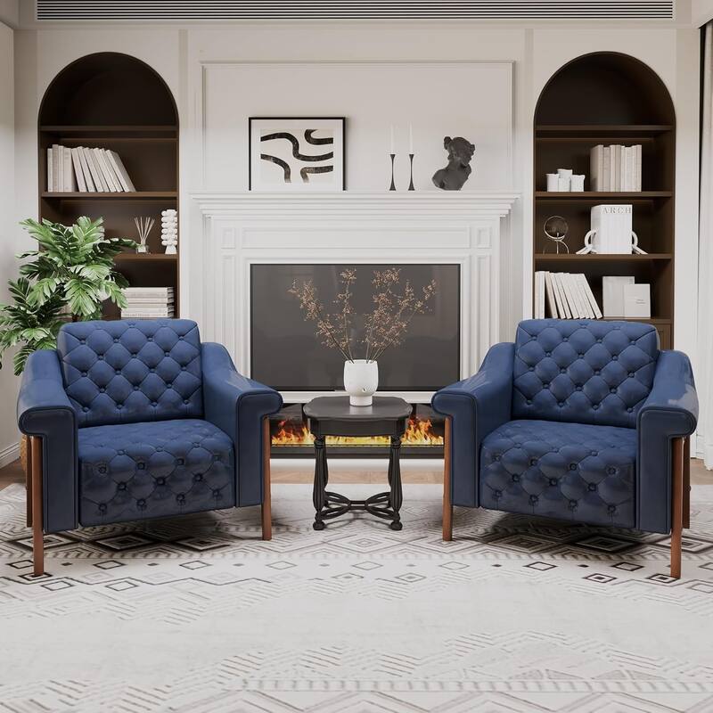 Cozy Accent Chair,PU Leather Modern Living Room Chairs,Mid-Century Office Reading Chair,Single Sofa,Armchair