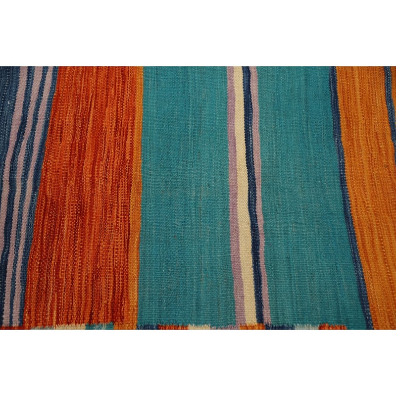 Hand Woven Oriental 100% Wool Carpet Southwestern Tribal Multi-Colored Kilim Area Rug - 11' 8'' X 9' 1''