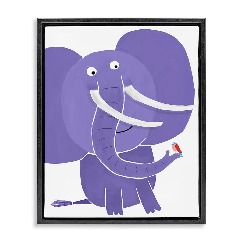 Stupell Elephant & Bird Friends Framed Floater Canvas Wall Art Design By Carla Daly