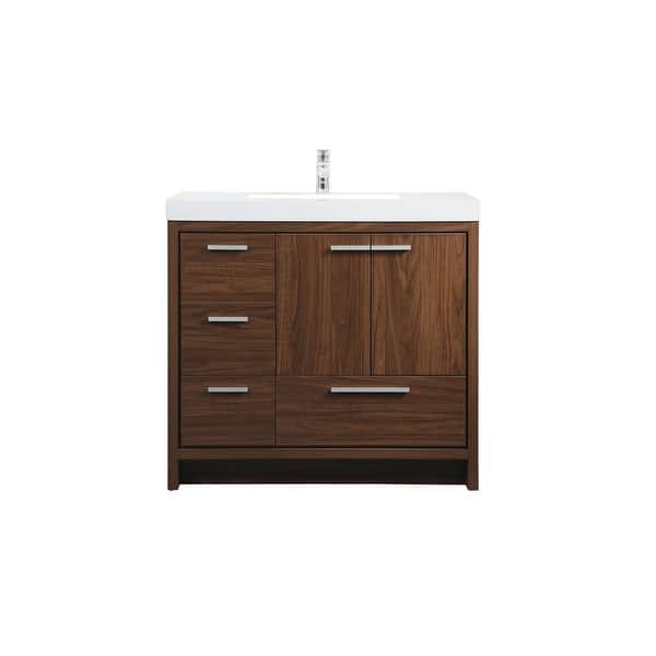 slide 1 of 1, Elegant Lighting VF46036M Wyatt 36" Free Standing Single Basin Vanity Walnut - Wood Finish