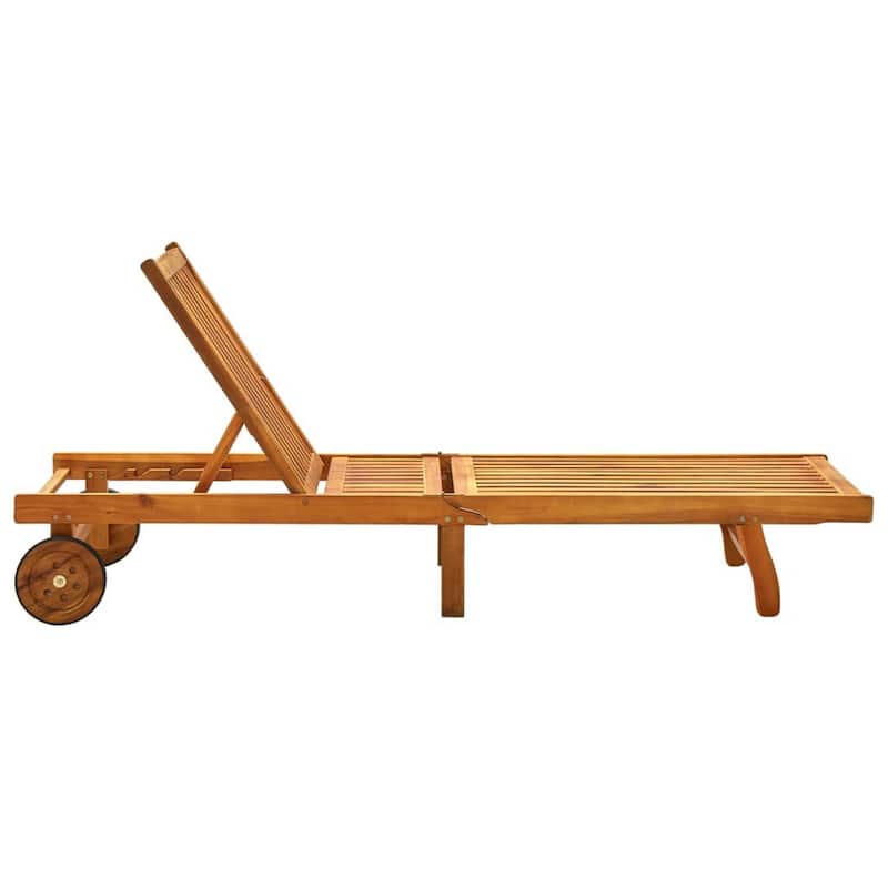 Kaye Outdoor Sun Lounger, 79 Inch Brown Acacia Wood, Cream Polyester